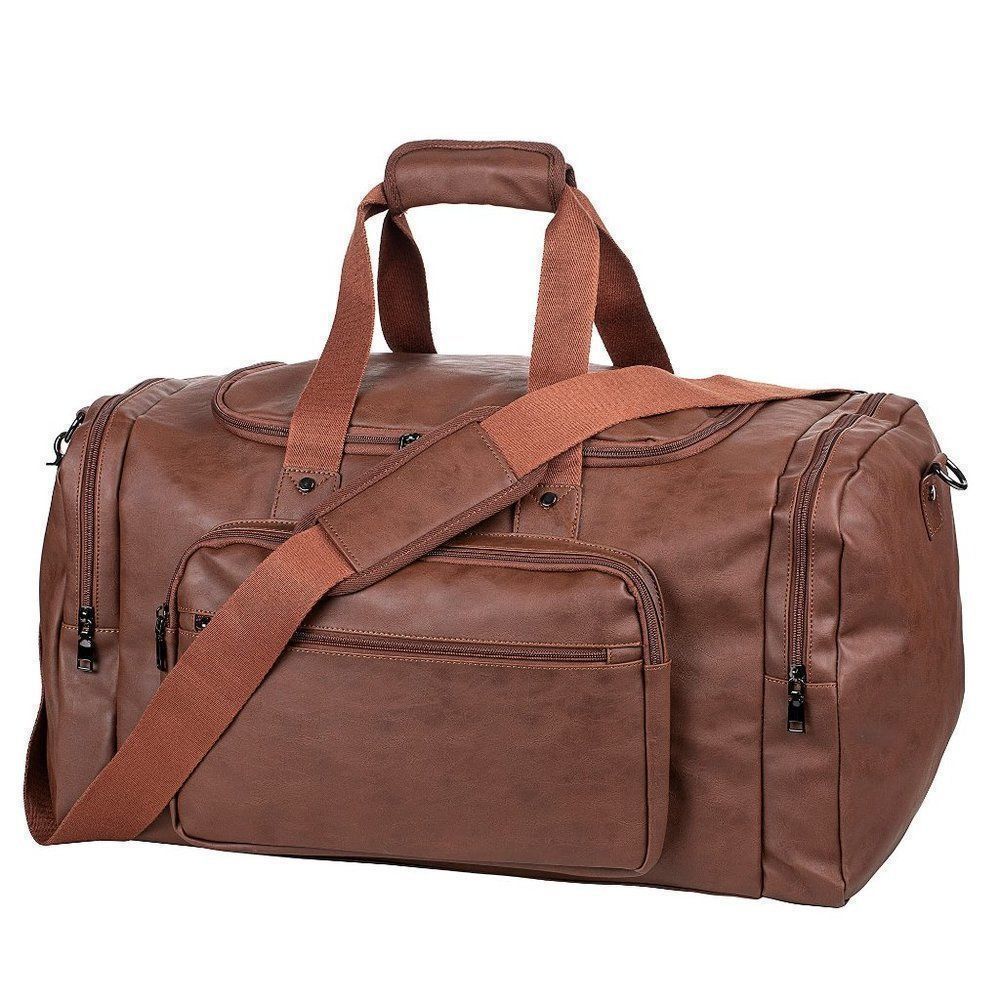 Jade's Leather Bag with Shoe Pouch Brown A